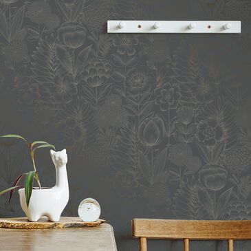 Tempaper Homestead Floral 198" x 20.5" Peel and Stick Wallpaper in Metallic Blue Ribbon, , large