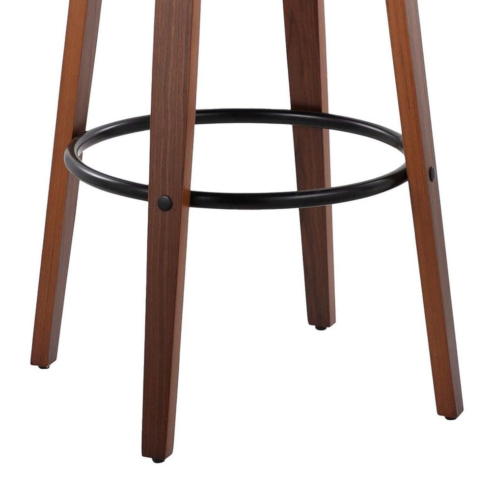 LumiSource Grotto 30" Swivel Barstool with Cream Faux Leather Upholstery in Walnut and Black (Set of 2), , large