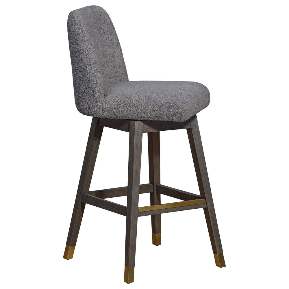 Blue River Amalie Swivel Barstool with Grey Boucle Cushion in Grey Oak, , large