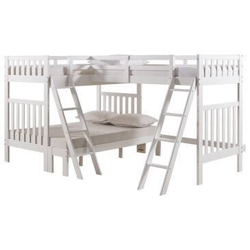 Timberlake Aurora Twin Over Full Bunk Bed with Tri-Bunk Extension in White, , large