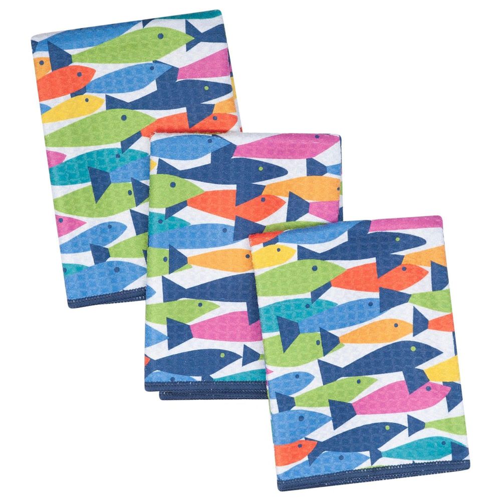 Once Again Home Fish Mighty Reversible Mini Towel in Multicolor &#40;Set of 3&#41;, , large