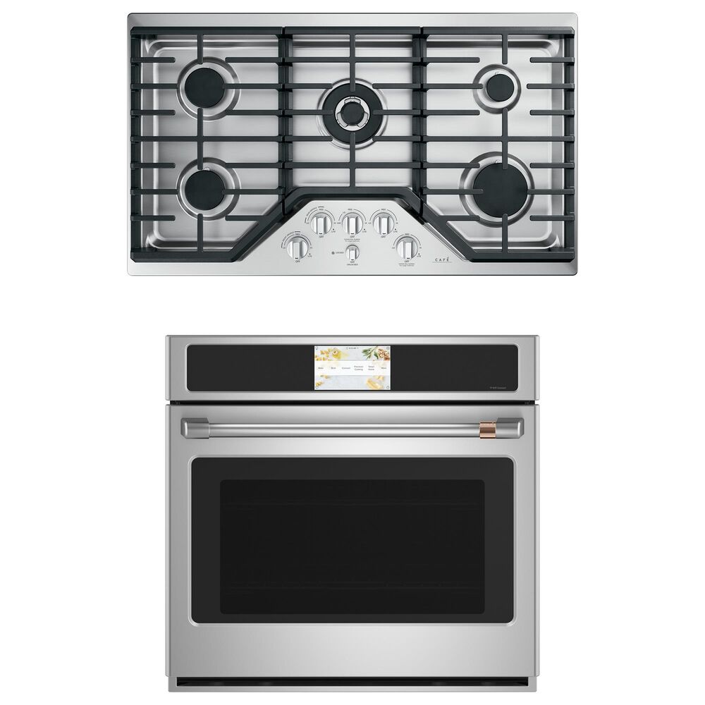 Cafe 2-Piece Kitchen Package with 30" Smart Built-In Convection Single Wall Oven and 36" Gas Cooktop in Stainless Steel, , large