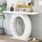 Hearth and Haven Mirod Console Table with Egg-Shaped Base in Beige, , large