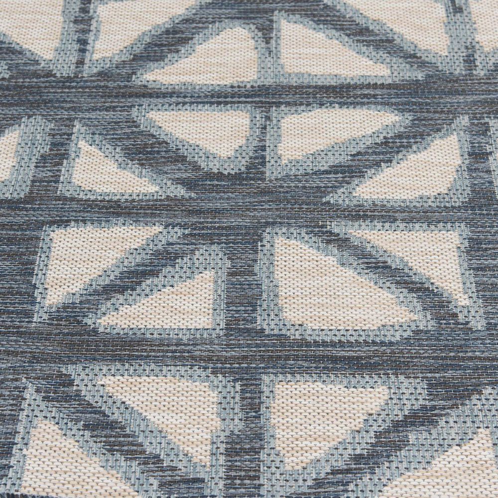 Central Oriental Melbourne Shibori Squares Vanilla and Lagoon 6'6" x 9'6" Area Rug, , large