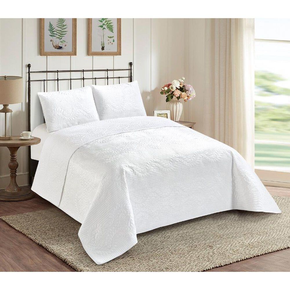 Duke Imports Virah Bella Micromink 3-Piece King Quilt Set in Diamond Knit White, , large