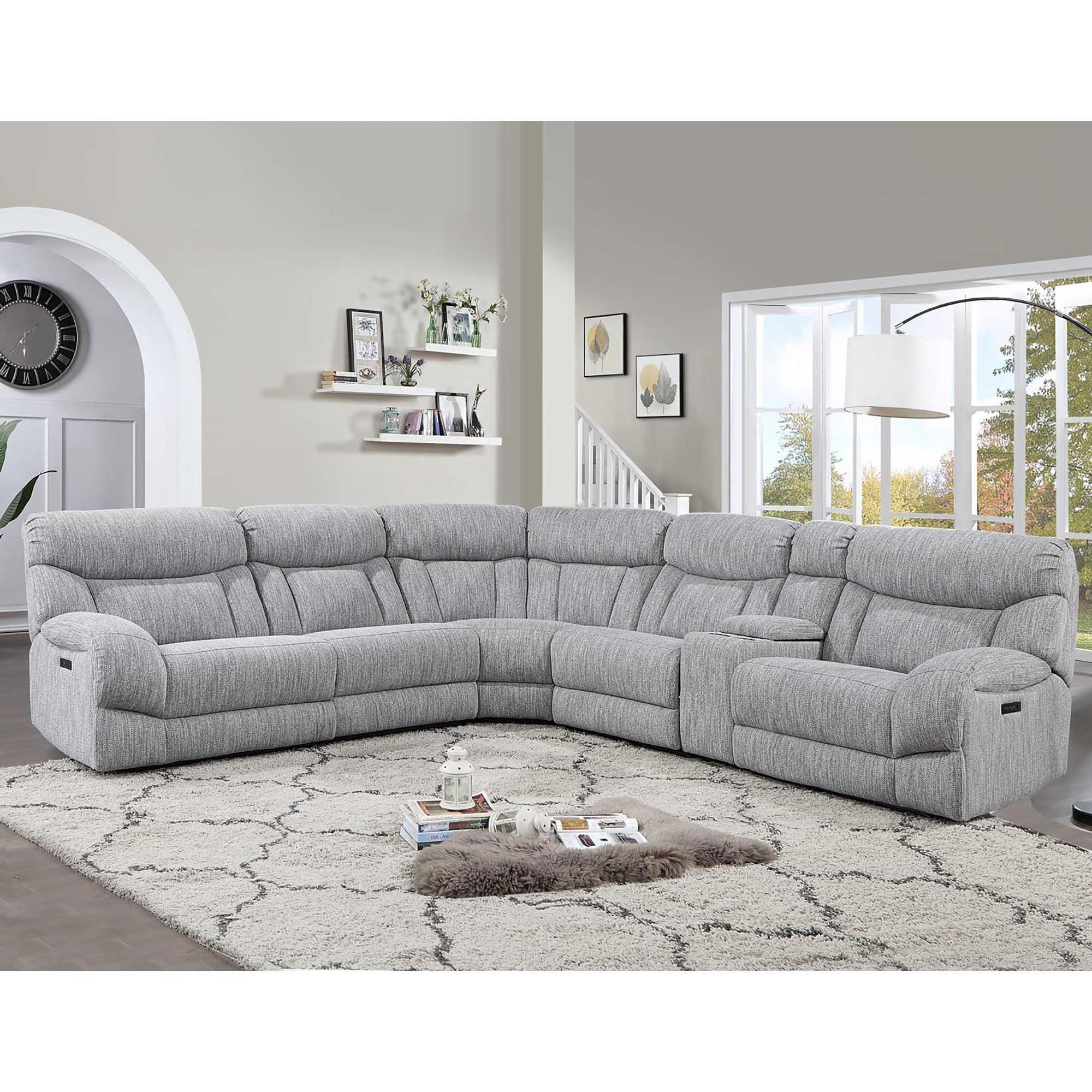 Curved sectional hot sale sofa with recliner