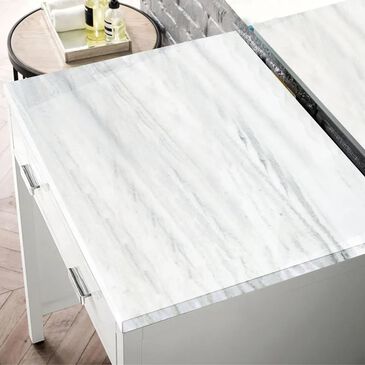 James Martin Vanities Addison 30" Makeup Vanity in Glossy White with 3 cm Arctic Fall Solid Surface Top, , large