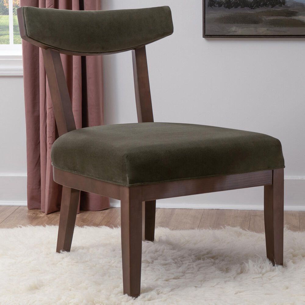 Linon Home Decor Ballard Side Chair with Green Cushion in Warm Maple Truffle, , large