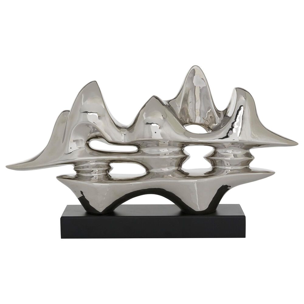 Maple and Jade Porcelain Sculpture in Silver and Black, , large
