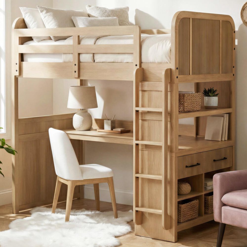 Mayberry Hill Ridgemont Loft Bunk Bed in Natural, , large