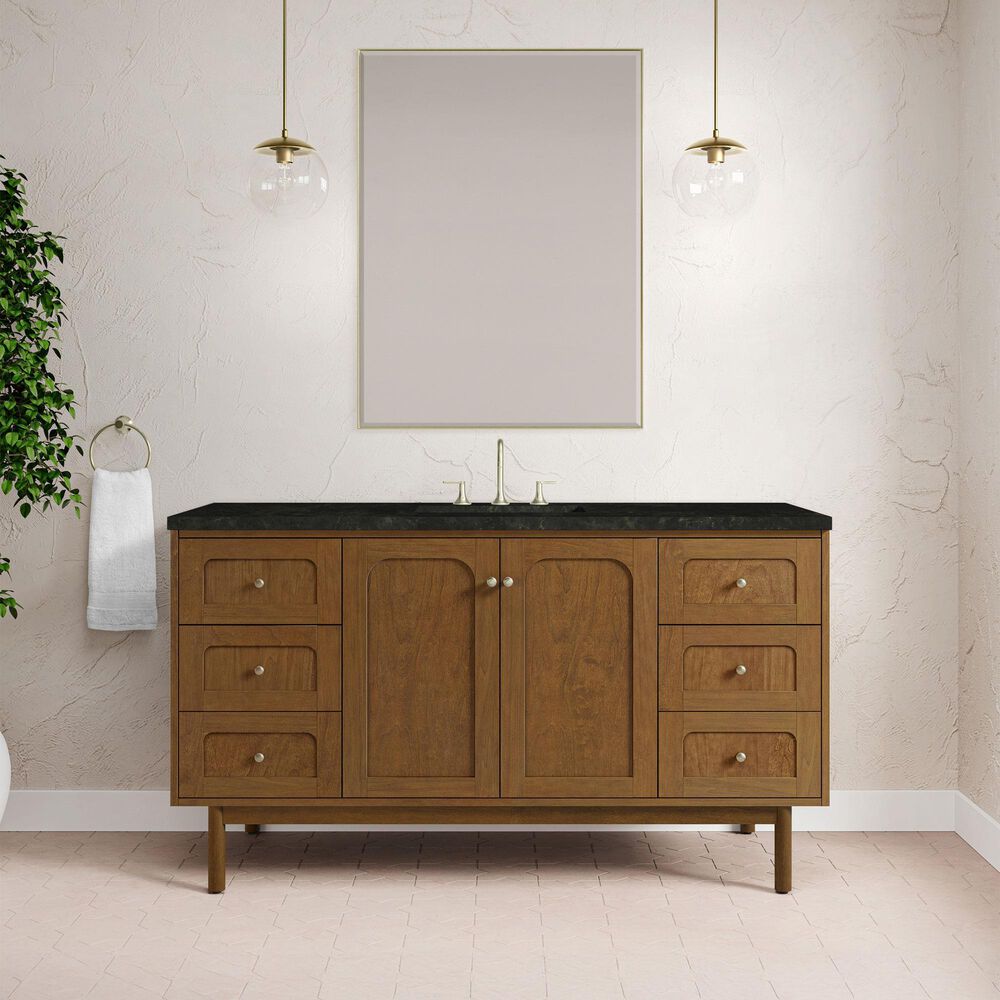 James Martin Laurent 60" Single Bathroom Vanity in Honey Oak with 3 cm Phantome Eclos Top and Rectangular Sink, , large