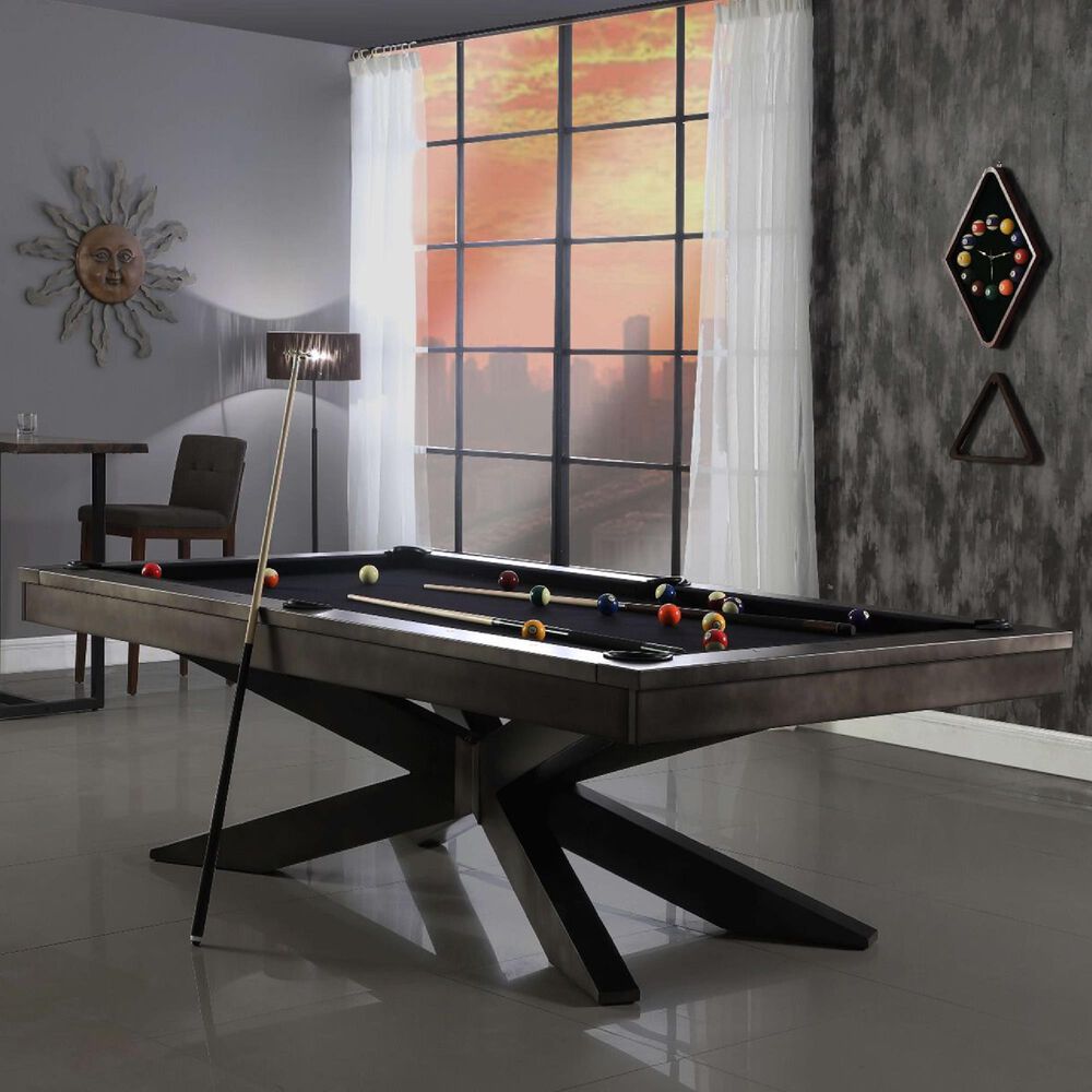 Plank and Hide 8&#39; Felix Pool Table in Gunmetal Grey, , large