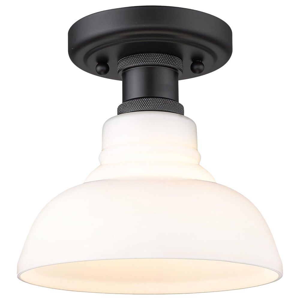 Golden Lighting Carver Flush Mount with Frosted Glass in Matte Black, , large