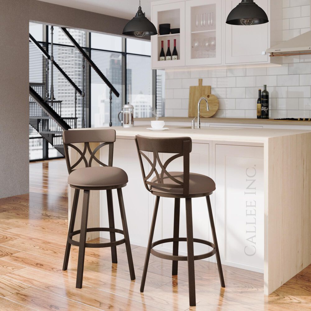 Delaware Dining Bradley 26&quot; Swivel Barstool in Sun Bronze/Coffee, , large
