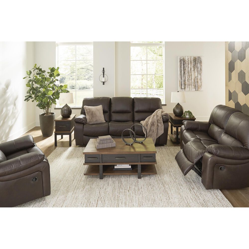Ashley Leesworth Power Reclining Sofa in Dark Brown, , large