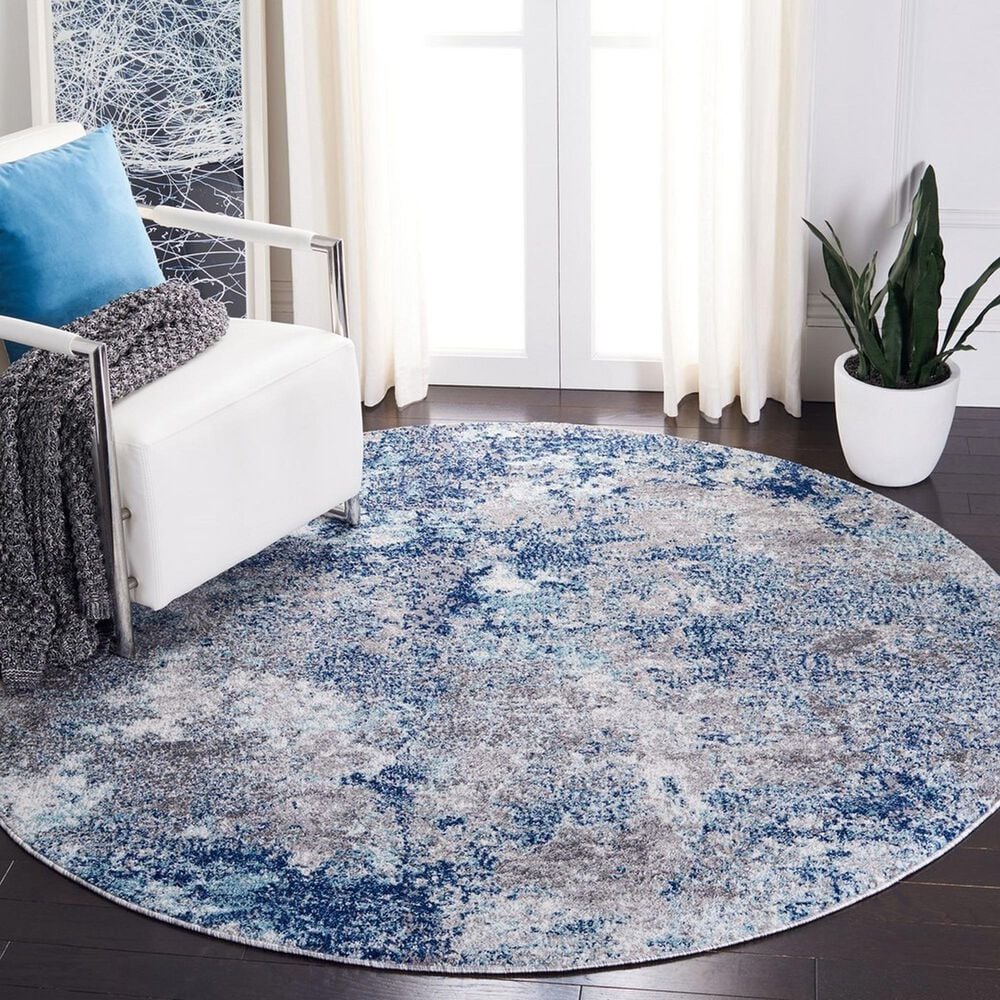 Safavieh Aston 5&#39;3&quot; Round Navy and Grey Area Rug, , large