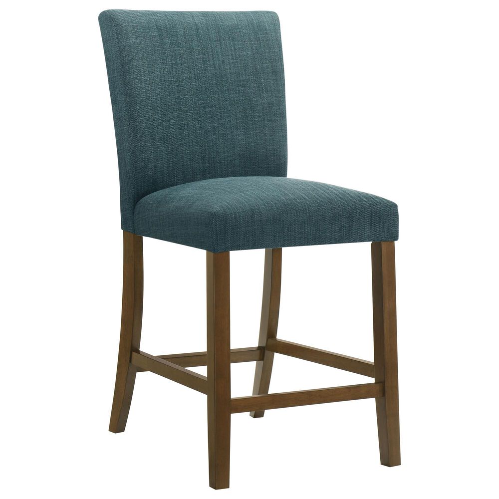 Coaster Paxton Counter Chair with Teal Blue Upholstery in Warm Brown, , large