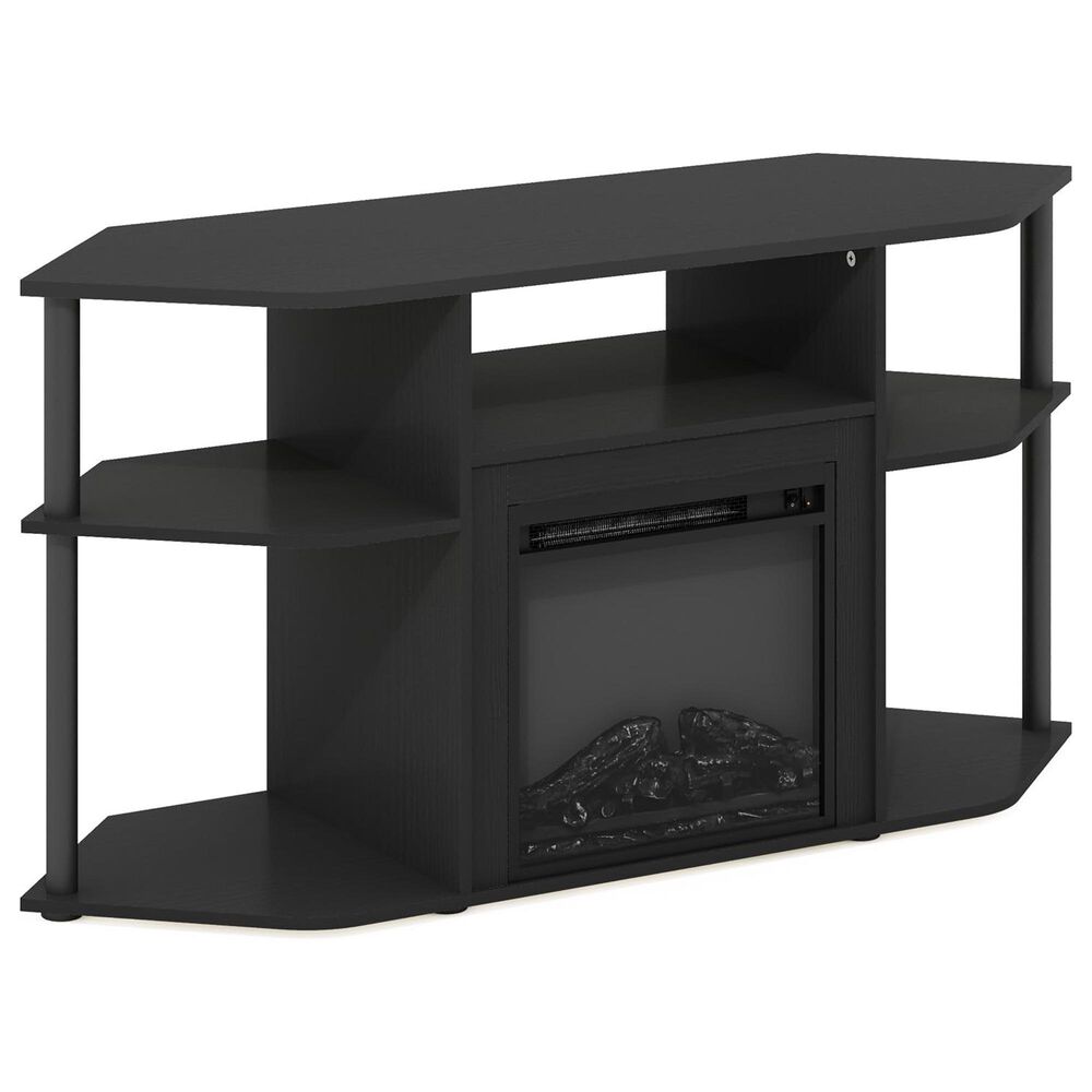 HOMLUX 47" Corner TV Stand with Electric Fireplace in Americano and Black, , large