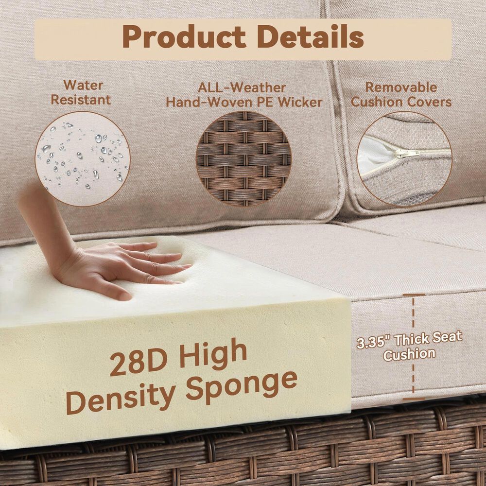 Sunwell Garden 6-Piece Patio Chat Set Two Ottomans in Beige, , large