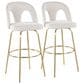 LumiSource Ava Swivel Bar Stool with Snow White Fabric Upholstery in Gold (Set of 2), , large