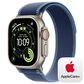 Apple Watch Ultra 3 (GPS+Cellular) 49mm Titanium Case with Blue/Bright Blue Trail Loop - S/M in Natural and 2-Year AppleCare+, , large