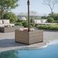HOMLUX Outdoor Wicker Square Coffee Table with Umbrella Hole in Brown, , large