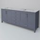 Lexora Home Jacques 72" Double Bathroom Vanity in Dark Grey with 2 cm White Carrara Marble Top and Rectangular Sinks, , large