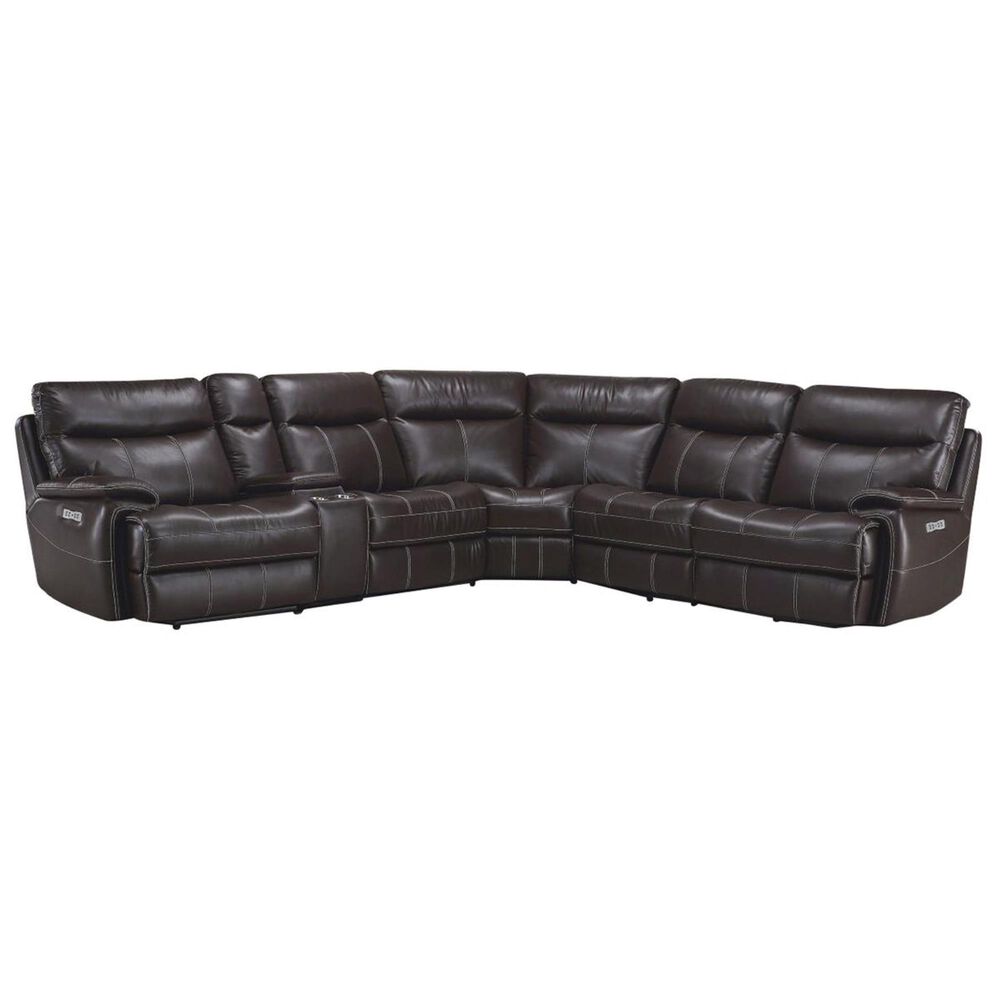 Simeon Collection Dylan 6-Piece Manual Reclining Sectional in Mahogany, , large