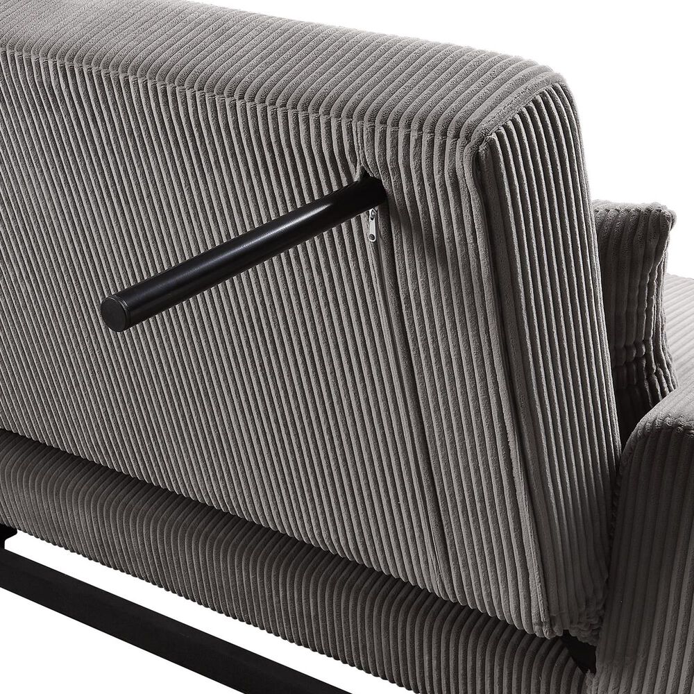 HOMLUX 54" Manual Corduroy Convertible Sleeper Loveseat in Brown, , large