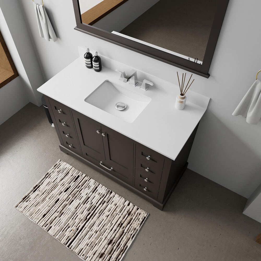 Lexora Home Dukes 48&quot; Single Bathroom Vanity in Espresso with 2 cm White Quartz Top and Rectangular Sink, , large