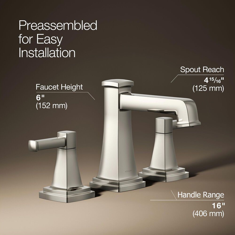 Kohler Riff Widespread Bathroom Sink Faucet in Vibrant Polished Nickel, , large