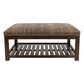 Massoud Cocktail Leather Ottoman with Trays in Hornback Taupe, , large