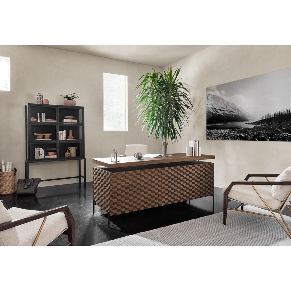 Four Hands Fallon Raffael Desk in Antique Brown and Gunmetal, , large