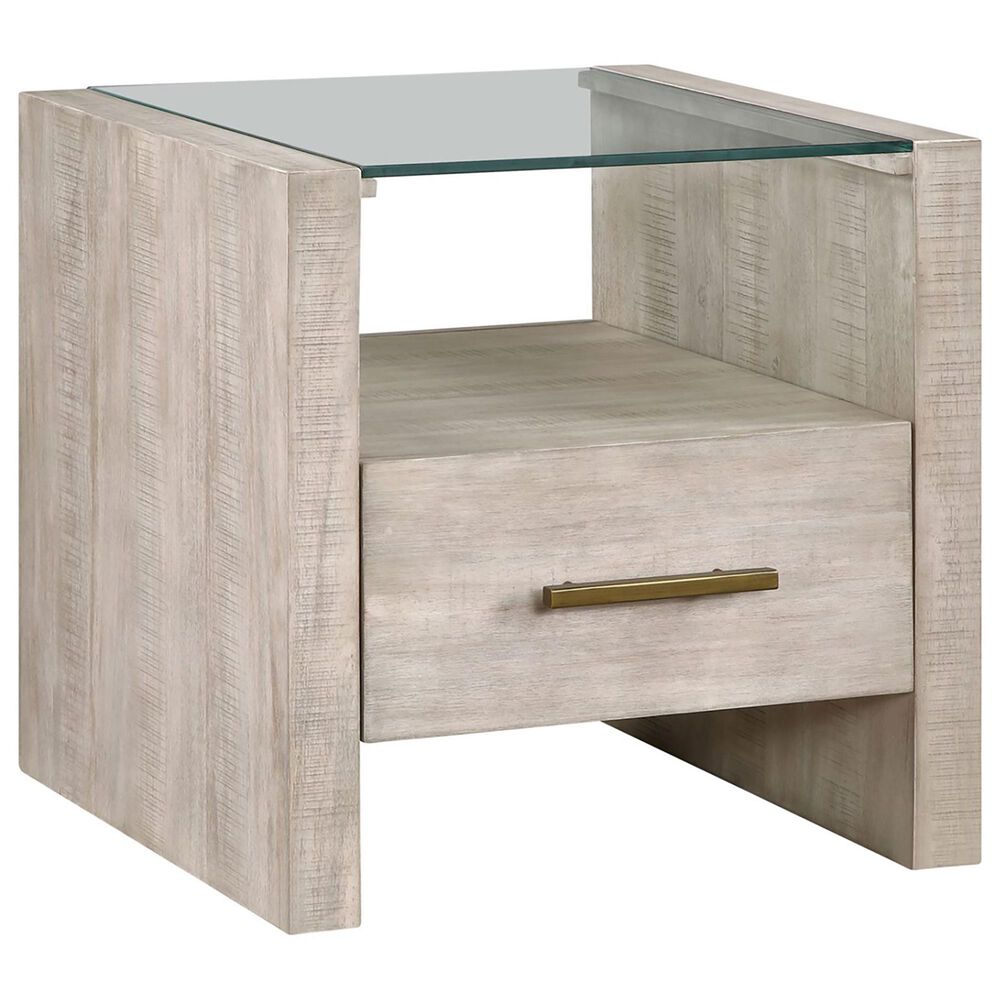 Steve Silver Garland End Table in Washed Parchment and Clear, , large