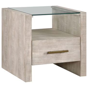 Steve Silver Garland End Table in Washed Parchment and Clear, , large