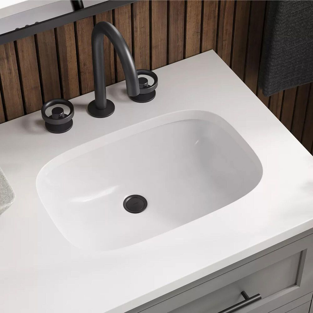 Kohler Quo 60&quot; Double Bathroom Vanity in White with 3 cm Pure White Quartz Top and Oval Sinks, , large