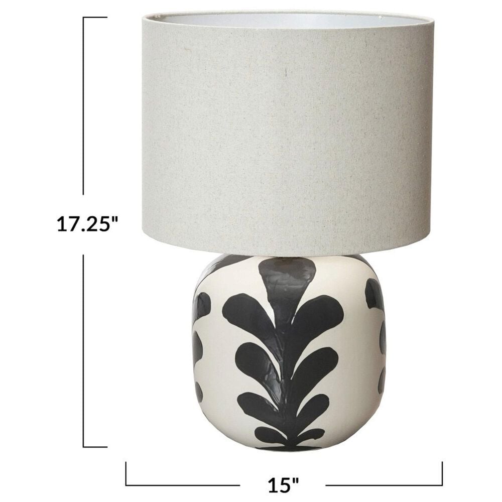 Teak Interiors Collected Notions Stoneware Table Lamp in Black and Cream, , large