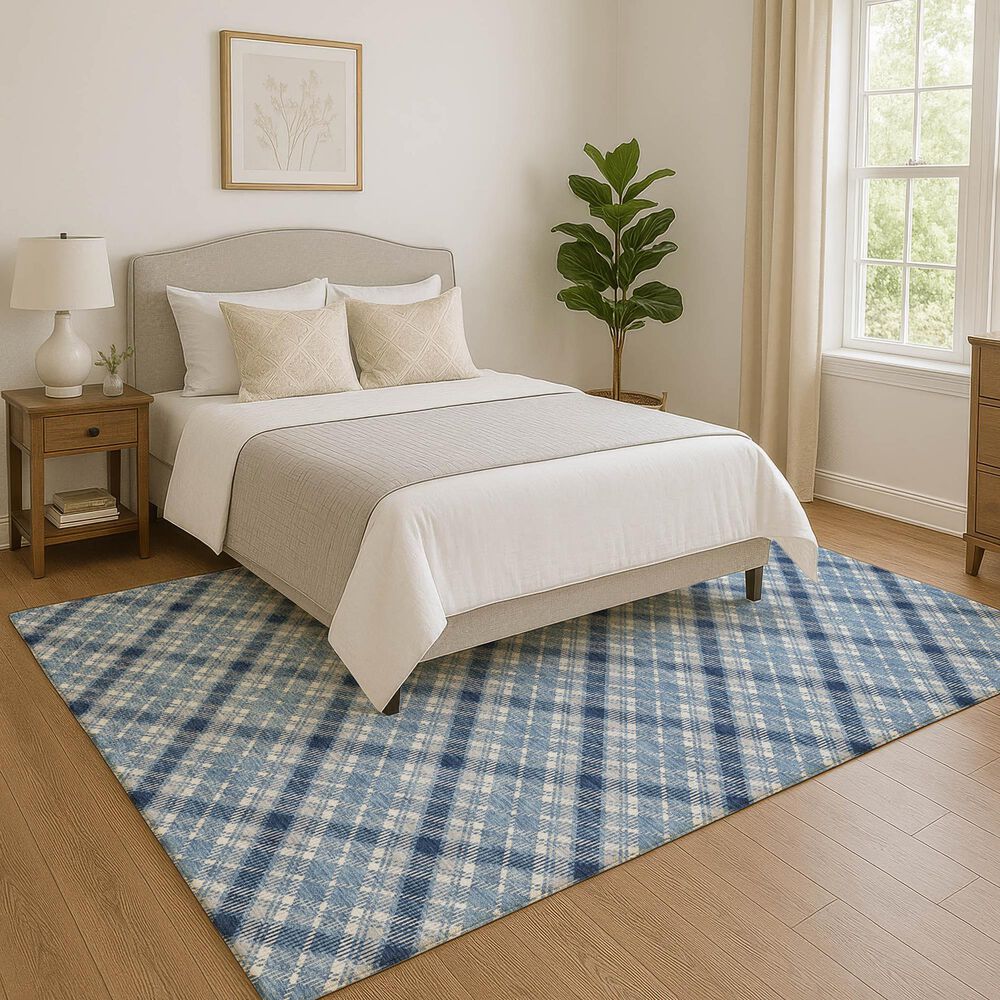 Dalyn Rug Company Soft Essentials Plaid Denim 3' x 5' Indoor/Outdoor Area Rug, , large