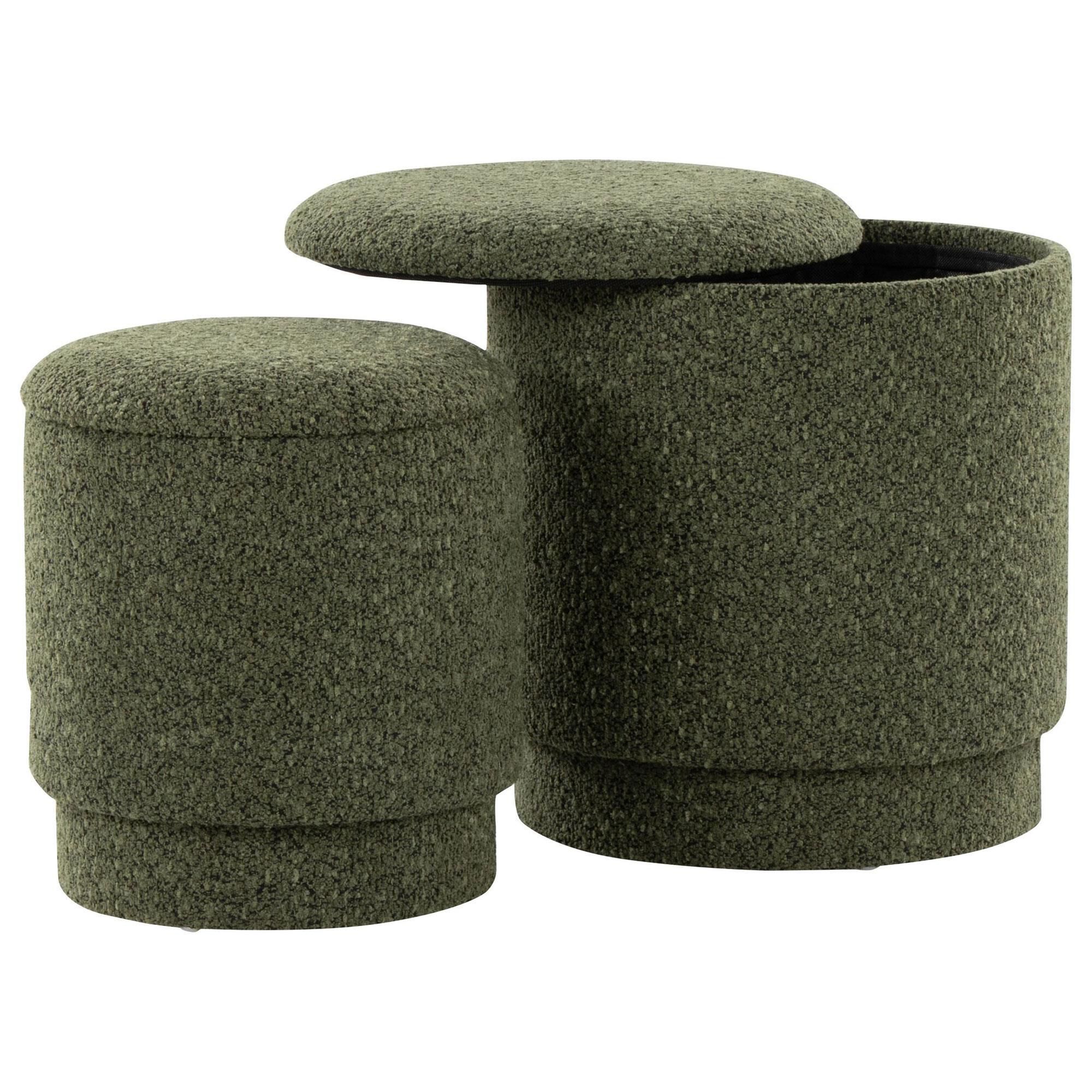 Lumisource Marla 2-Piece Upholstered Ottoman Set in Dark Green