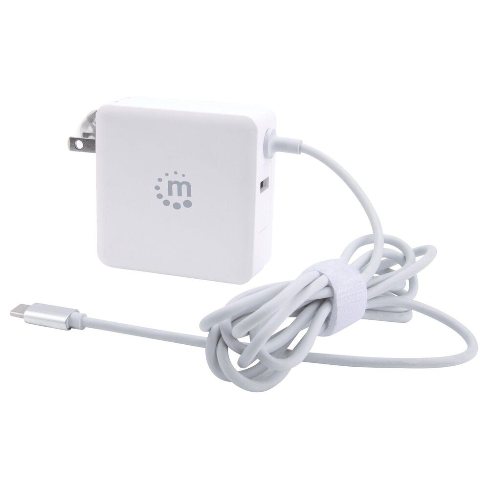 Manhattan Power Delivery Wall Charger with Built-in USB-C Cable in White, , large