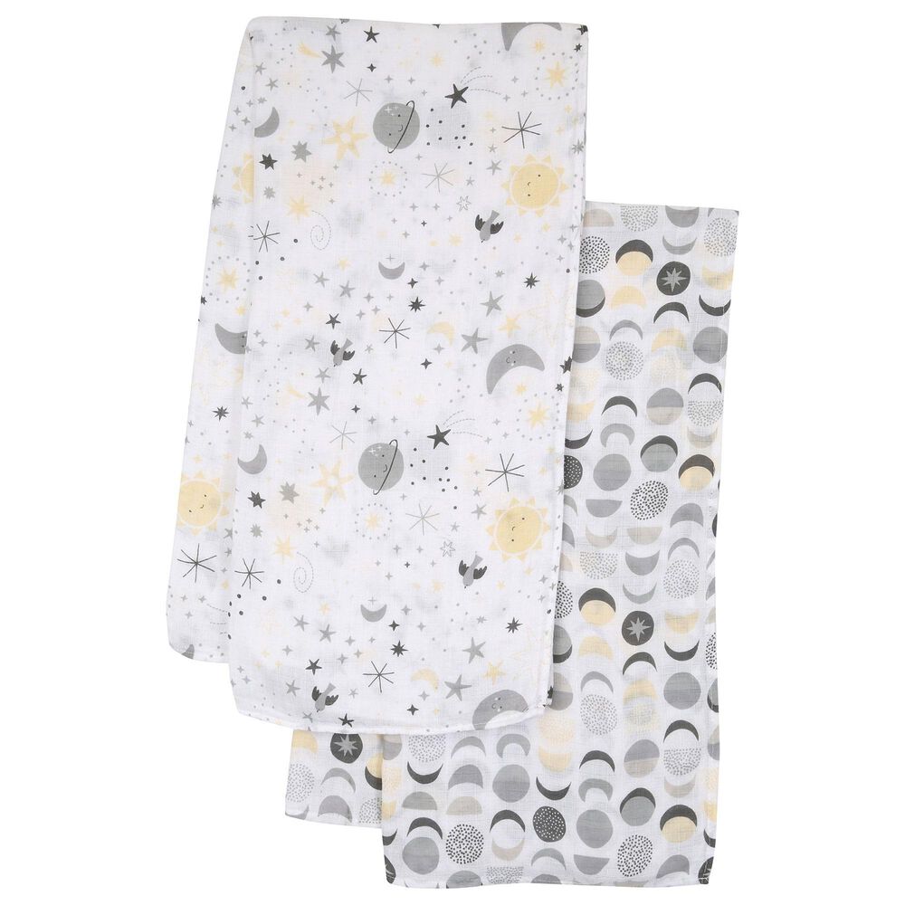 Lambs &amp; Ivy Little Star 2-Piece Muslin Swaddle Blanket Set in White, , large
