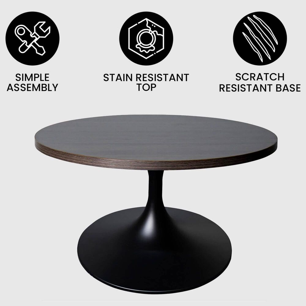 Leisuremod Verve 27&quot; Coffee Table with MDF Top in Black and Dark Brown, , large