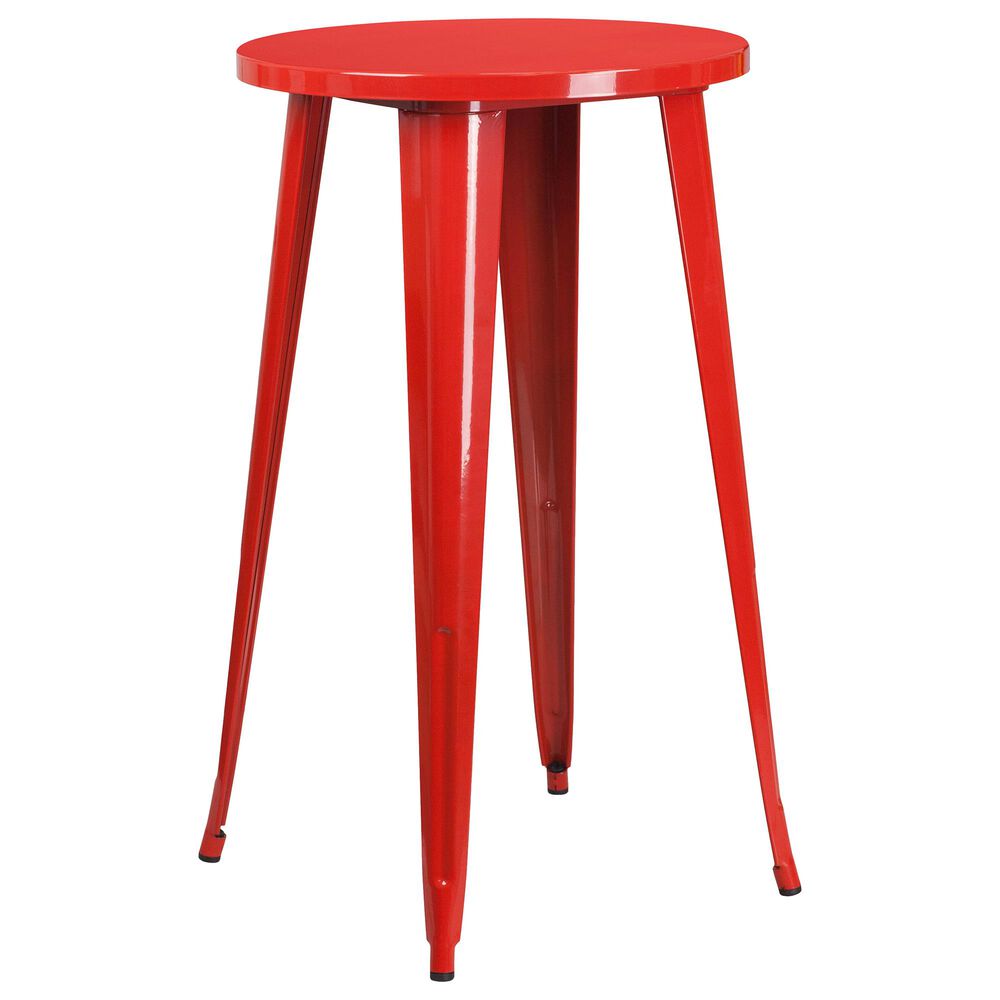 Flash Furniture 3-Piece Metal Bar Table Set in Red, , large