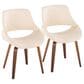 LumiSource Fabrico Side Chair with Cream Faux Leather Cushion in Walnut (Set of 2), , large