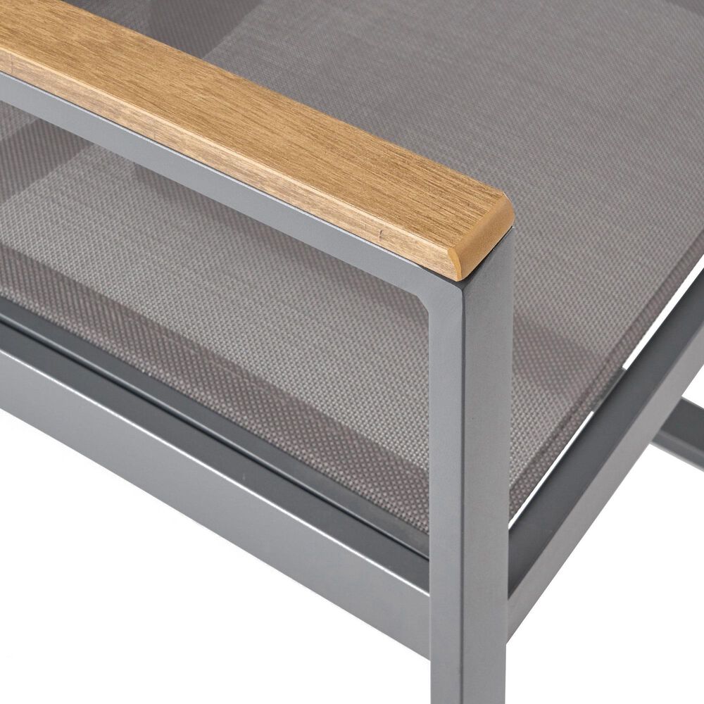 Hearth and Haven Glasgow Outdoor Dining Chair with Mesh Seat in Grey &#40;Set of 2&#41;, , large