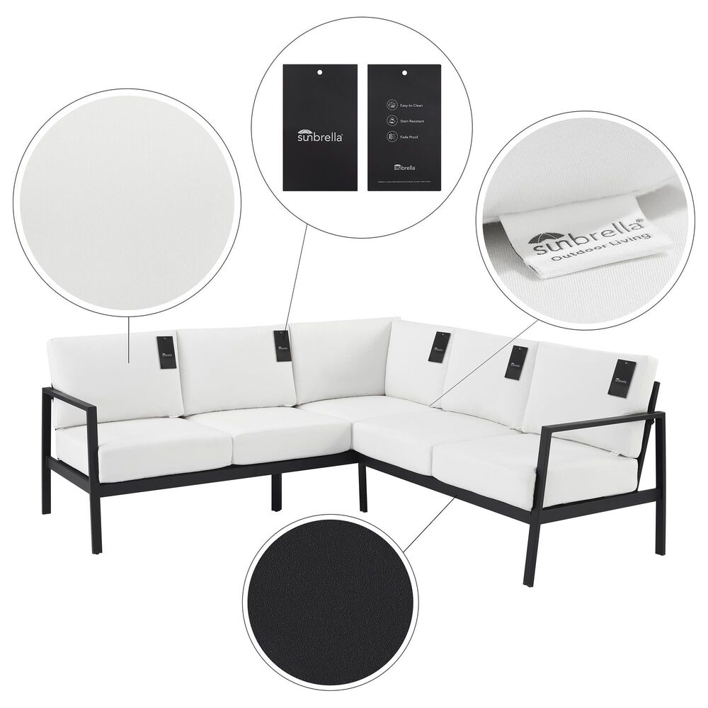 Linon Home Decor Holland 2-Piece Outdoor Sectional Sofa with White Upholstery in Black, , large