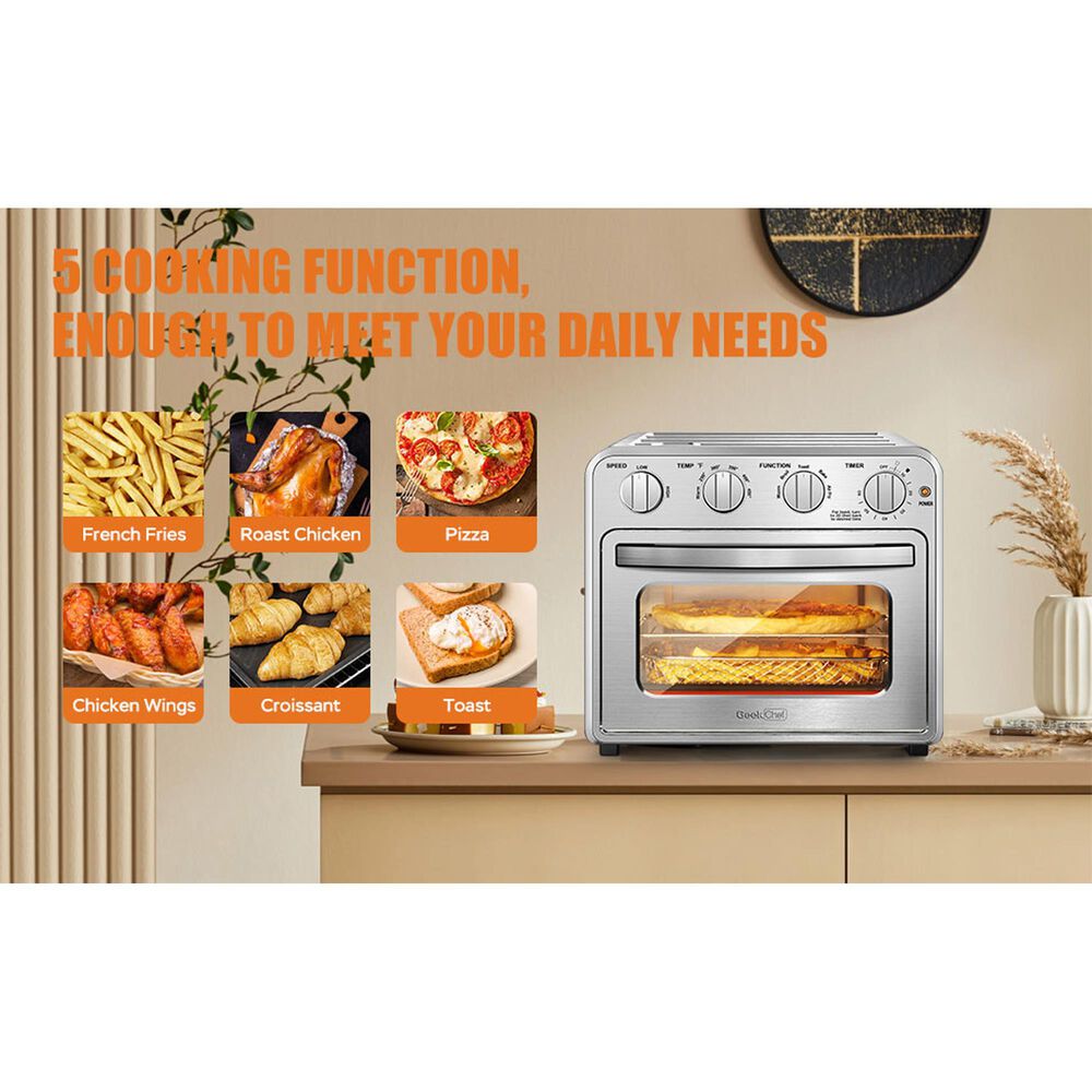 HOMLUX 16 Qt Air Fryer Toaster Oven in Silver, , large