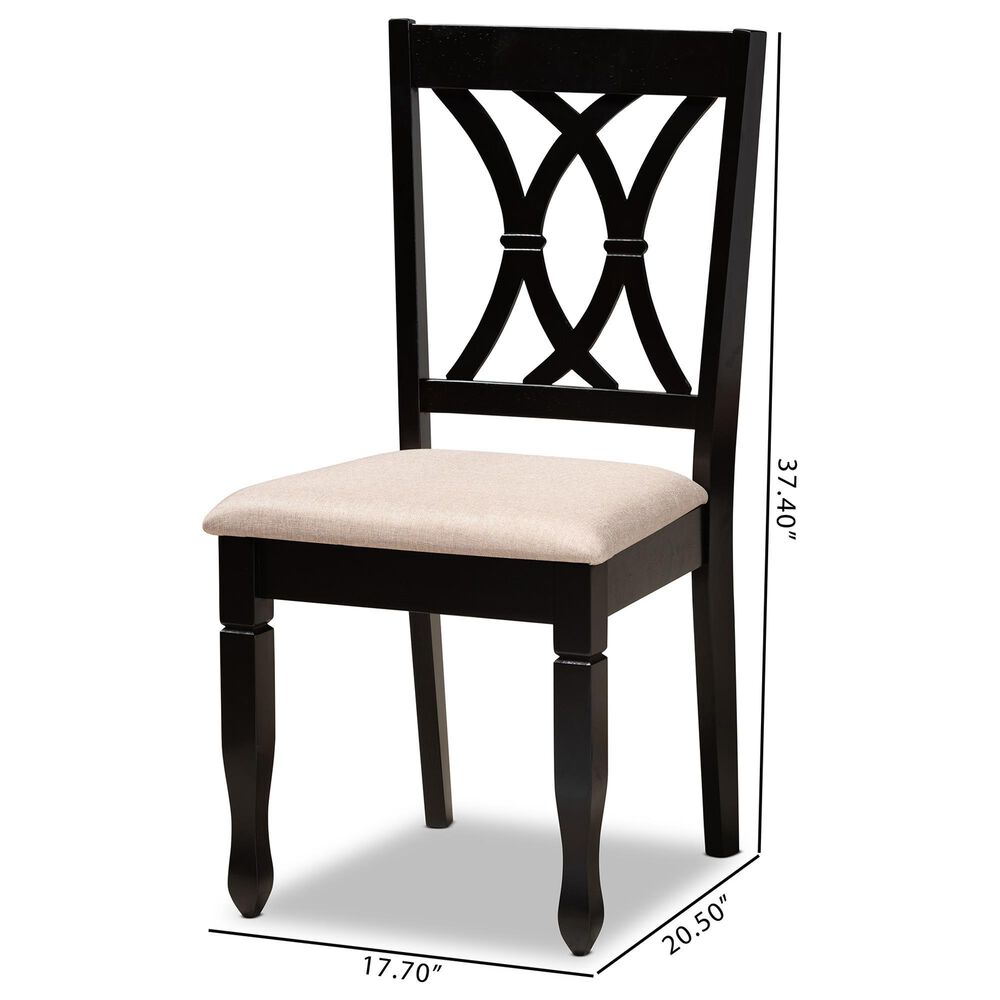 Baxton Studio Reneau Side Chair with Sand Cushion in Espresso Brown (Set of 2), , large