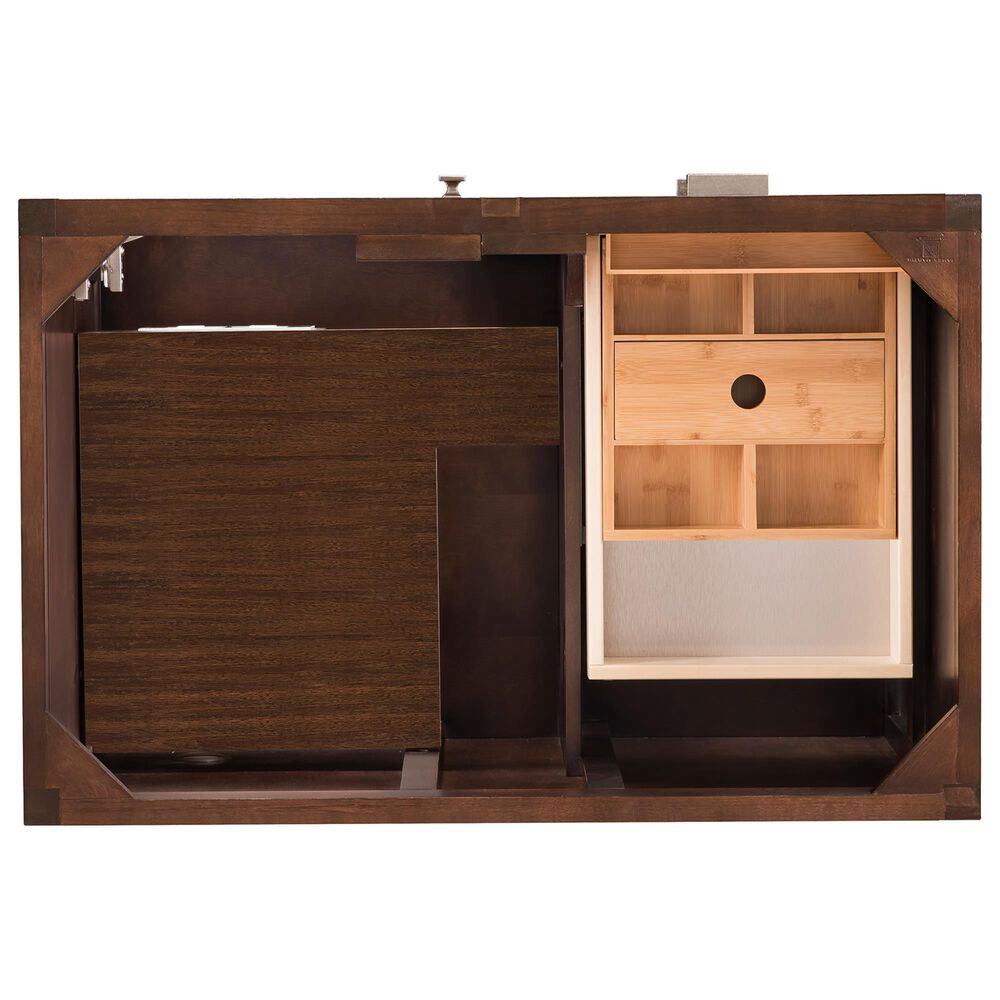 James Martin Vanities Addison 30&quot; Single Bathroom Vanity in Mid-Century Acacia with 3 cm Victorian Silver Quartz Top and Rectangular Sink, , large
