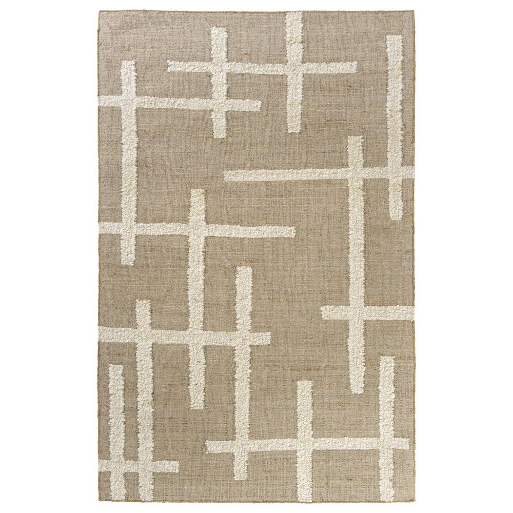 L&R Resources Geoblend Geometric 9" x 12" Natural and Ivory Area Rug, , large